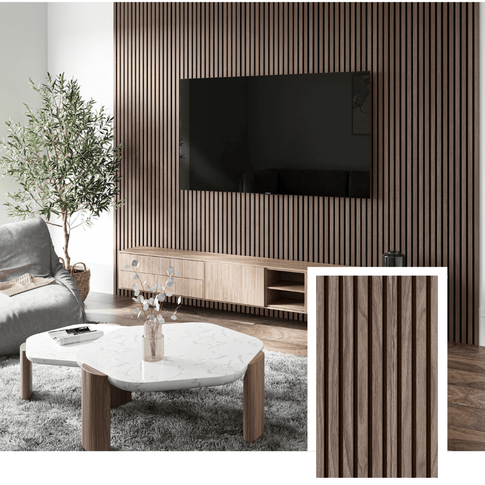 DecorHome™ Acoustic Slat Panel — Walnut
